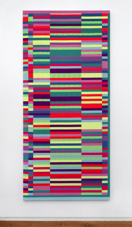 Abstract Browsing 18 08 01 (Google Spreadsheets), 2018, tapestry (acrylic wool), 144 x 305 cm. Photo: Gert Jan van Rooij. Abstract Browsing 18 08 01 (Google Spreadsheets), 2018, tapestry (acrylic wool), 144 x 305 cm. Photo: Gert Jan van Rooij.