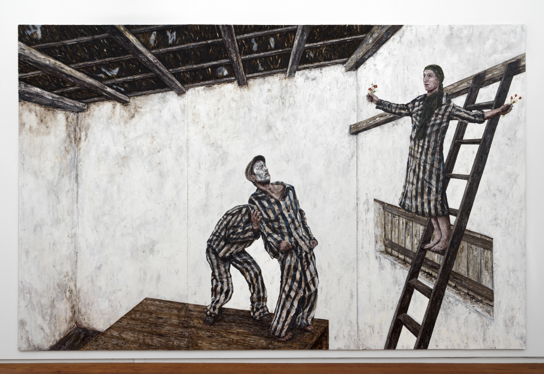 Teatro la Tregua. Poland July 1945, 2014, Oil on canvas, 340 x 525 cm. Photo: Gert Jan van Rooij
 Teatro la Tregua. Poland July 1945, 2014, Oil on canvas, 340 x 525 cm. Photo: Gert Jan van Rooij