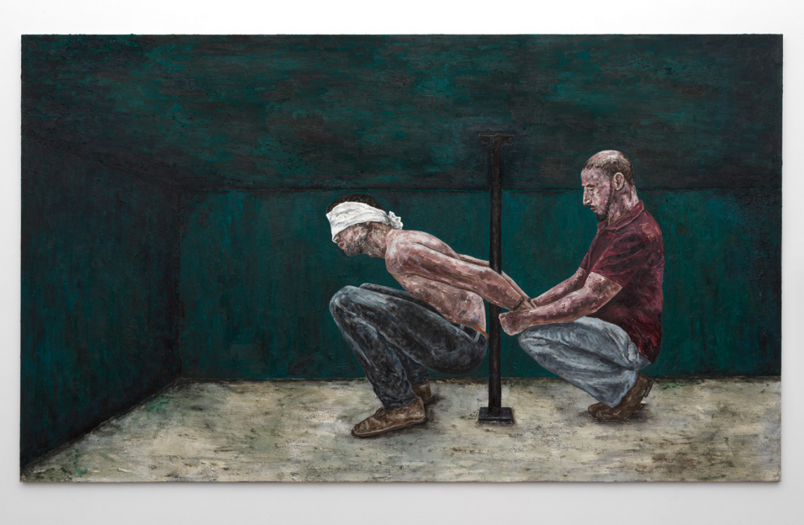 Prison, Egypt 2015, 2016-2018, Oil on linen, 200 x 340 cm. Photo: Gert Jan van Rooij. Prison, Egypt 2015, 2016-2018, Oil on linen, 200 x 340 cm. Photo: Gert Jan van Rooij.