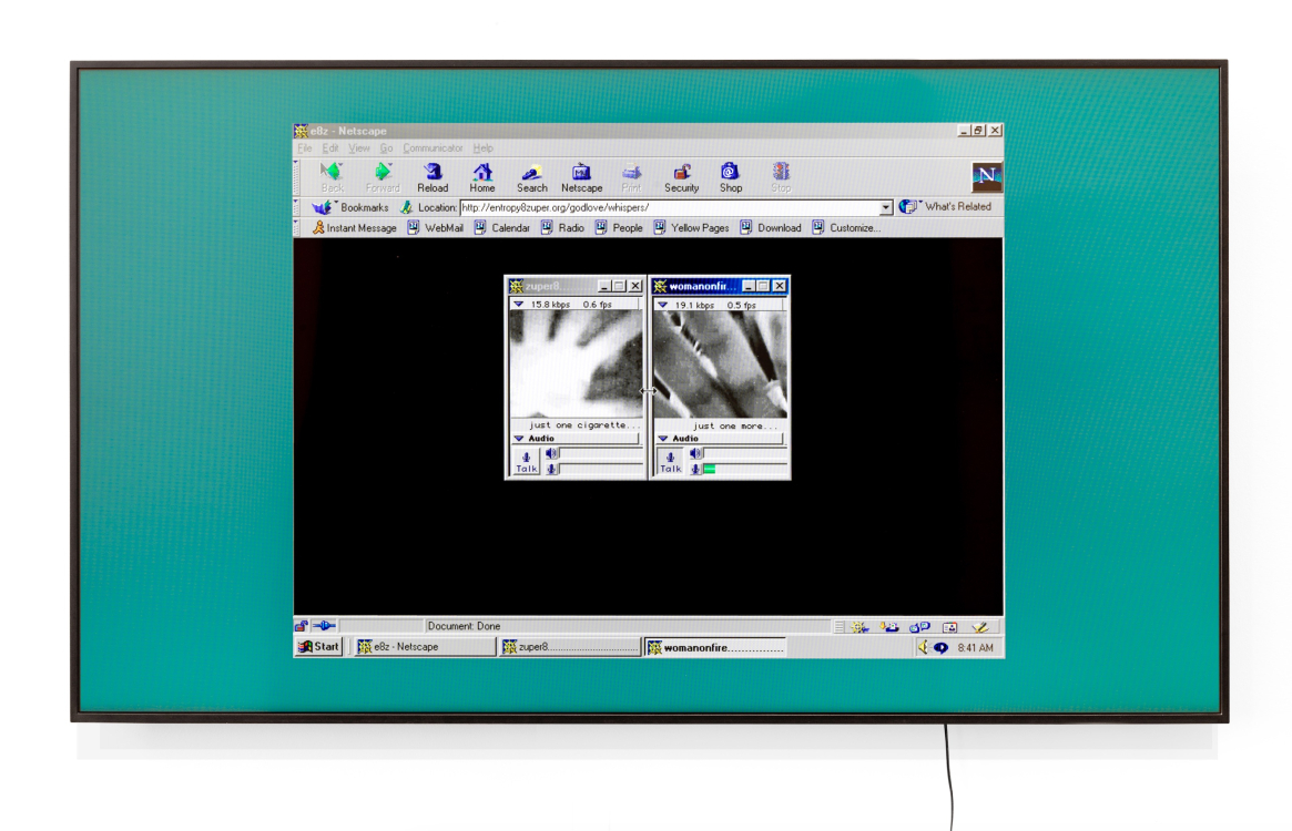Whispering Windows, Entropy8Zuper! (Auriea Harvey & Michaël Samyn)(1999) - Installed during group exhibition Alone Together at Upstream Gallery (2024) Whispering Windows, Entropy8Zuper! (Auriea Harvey & Michaël Samyn)(1999) - Installed during group exhibition Alone Together at Upstream Gallery (2024)