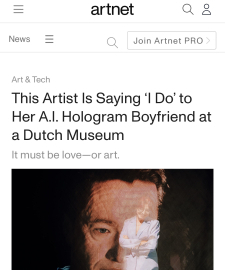 Artnet reports: Alicia Framis will marry her AI boyfriend at Boijmans